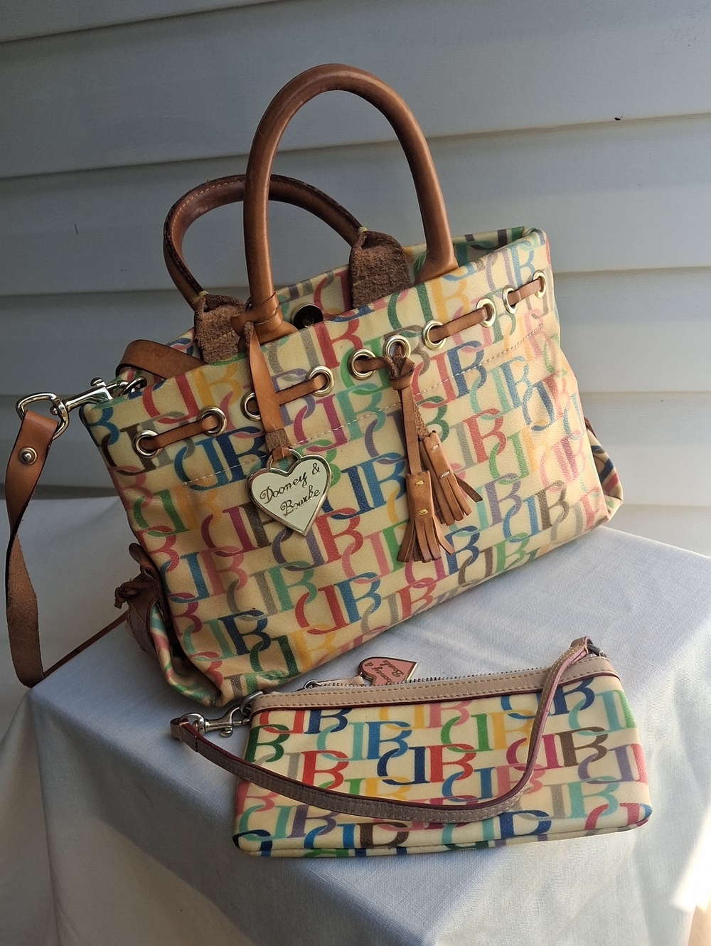 Dooney & Bourke Multicolor Logo Purse And Wristlet Bag - Picture 1 of 12